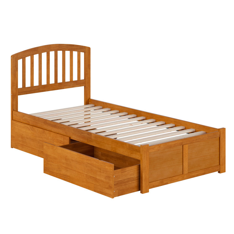 Light Toffee Twin XL Wood Platform Bed with Storage Drawers