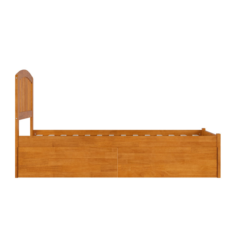 Light Toffee Twin Wood Platform Bed with Storage Drawers