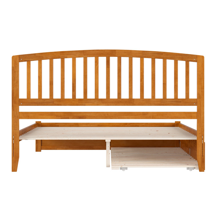 Light Toffee King Wood Platform Bed with Slats and Headboard