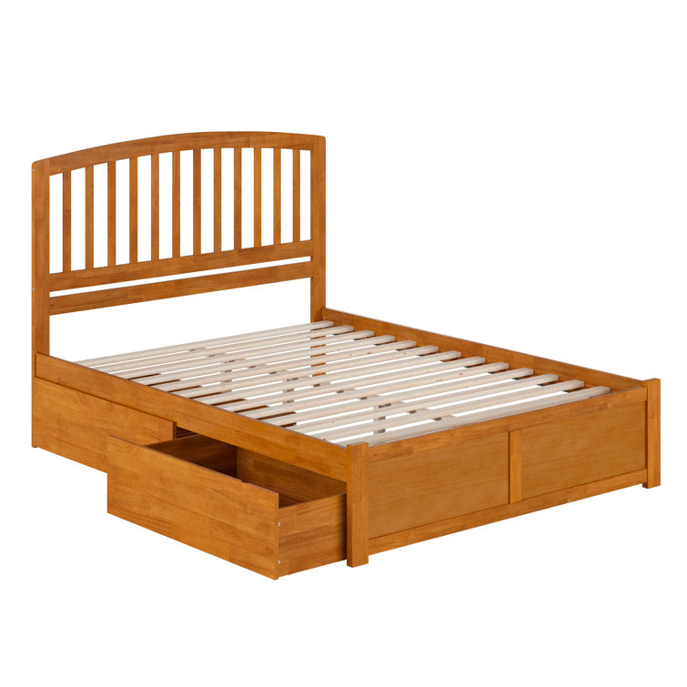 Light Toffee Queen Wood Platform Bed with Storage Drawers