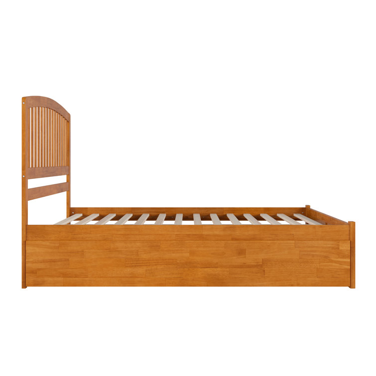 Light Toffee King Wood Platform Bed with Slats and Headboard