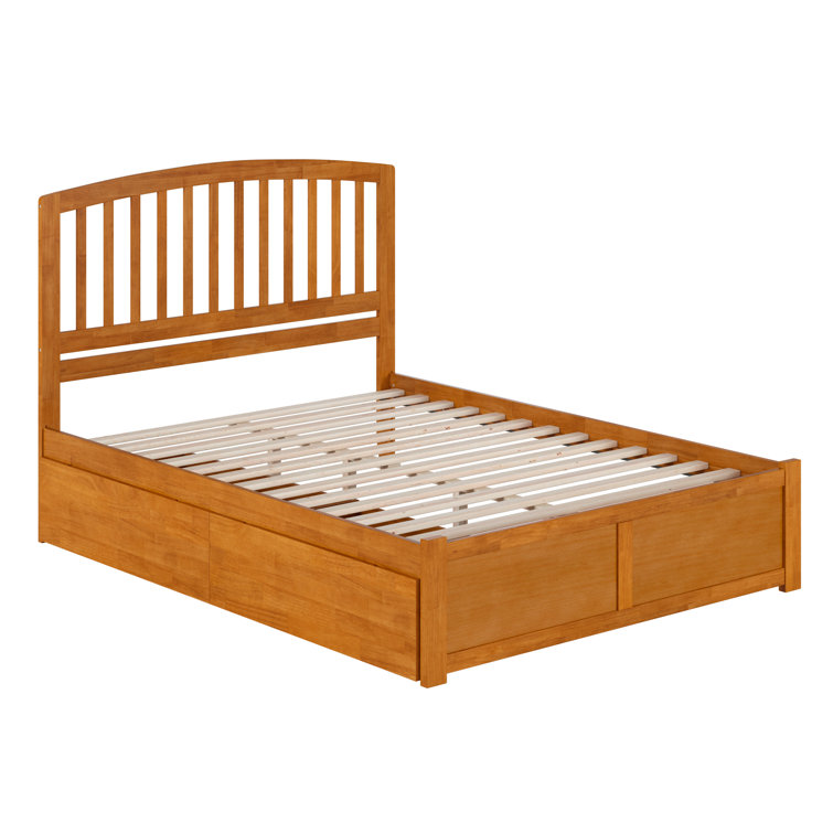 Light Toffee Queen Wood Platform Bed with Storage Drawers