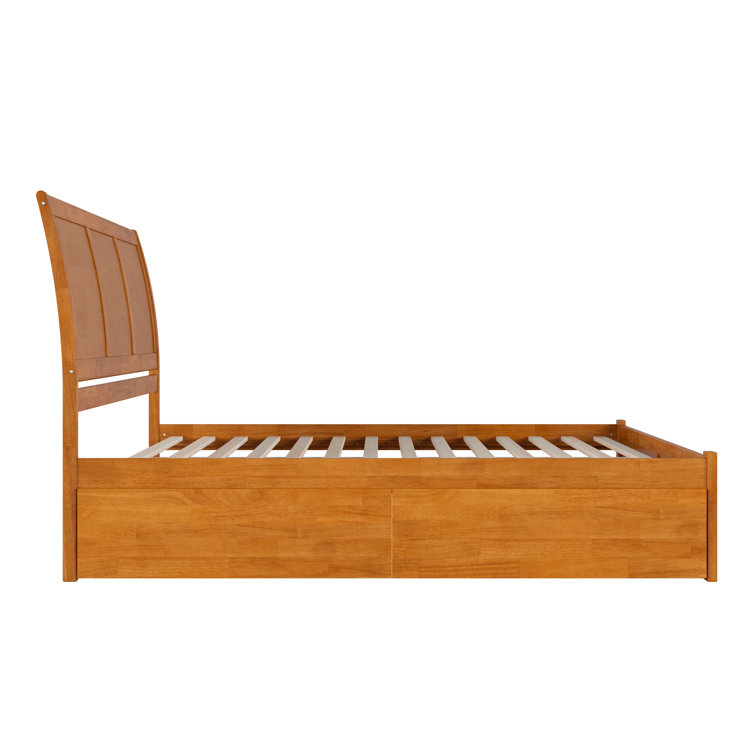 Portland Light Toffee King Wood Platform Bed with Storage Drawers