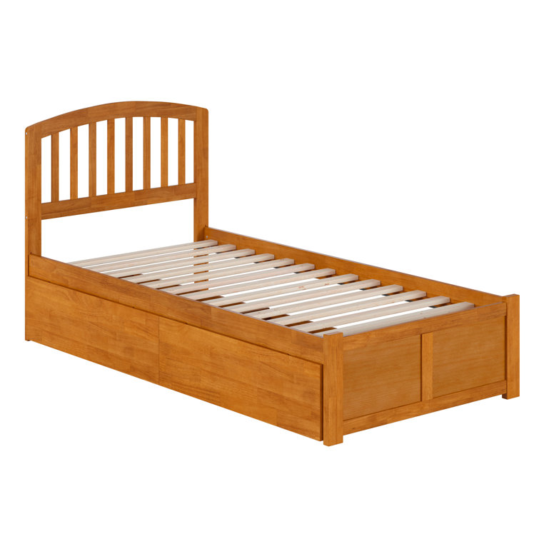 Light Toffee Twin XL Wood Platform Bed with Storage Drawers