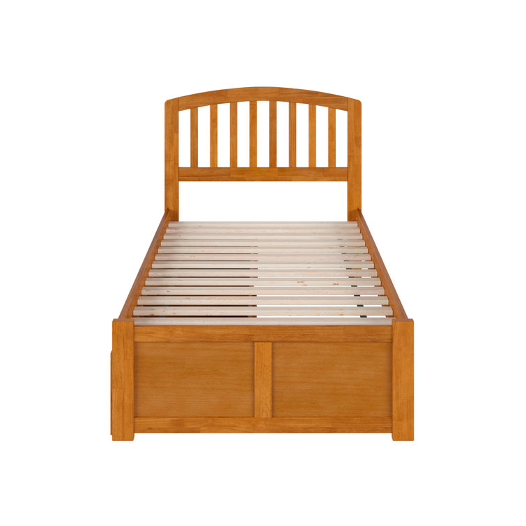 Light Toffee Twin Wood Platform Bed with Storage Drawers