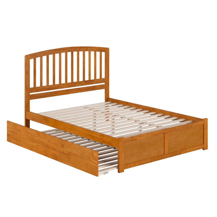 Light Toffee Queen Wood Platform Bed with Slatted Headboard