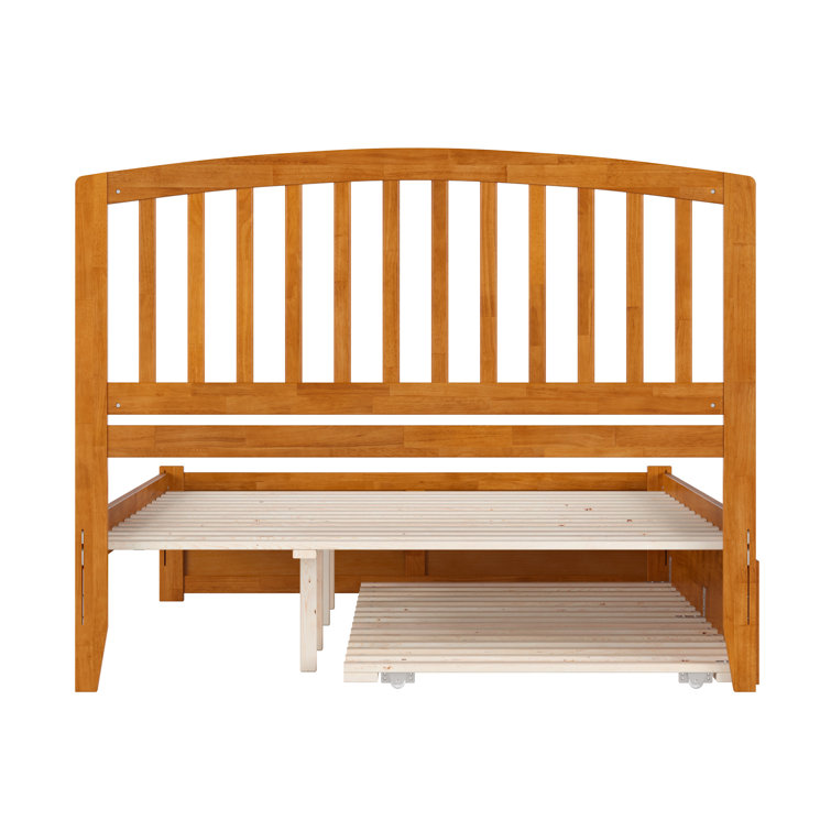 Light Toffee Queen Wood Platform Bed with Slatted Headboard