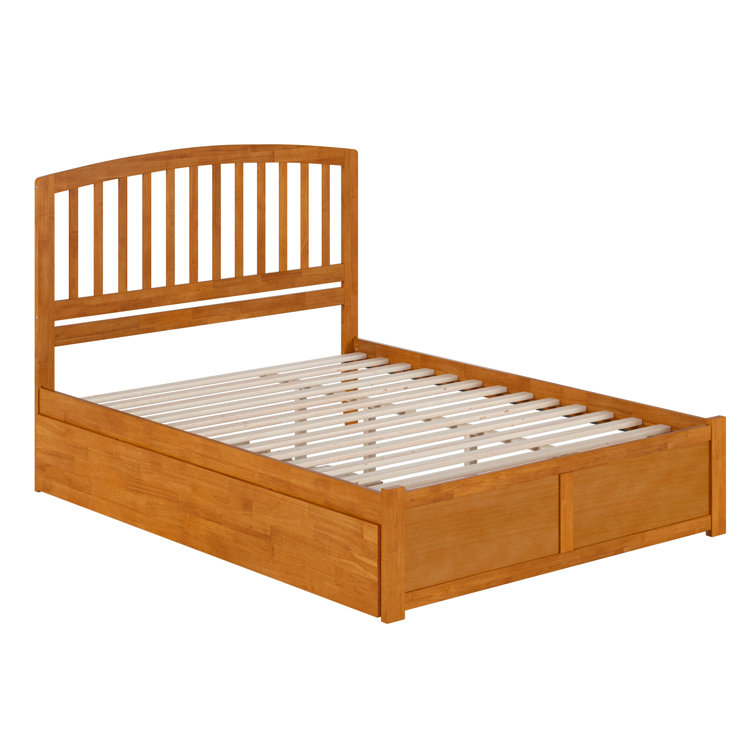 Light Toffee Queen Wood Platform Bed with Slatted Headboard