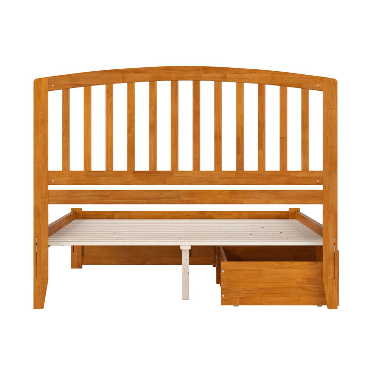 Light Toffee Queen Wood Platform Bed with Storage Drawers