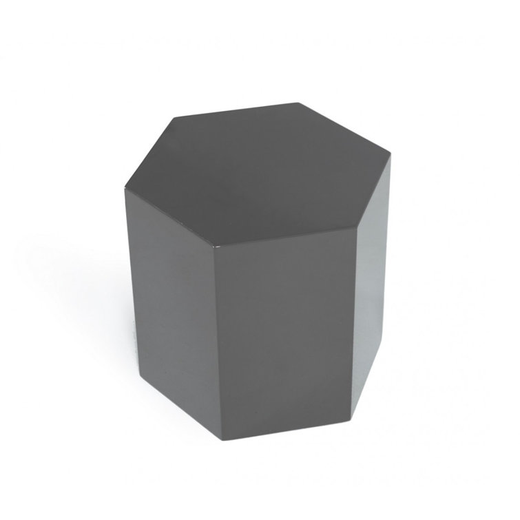Oliver Light Grey High-Gloss Hexagonal Wood End Table