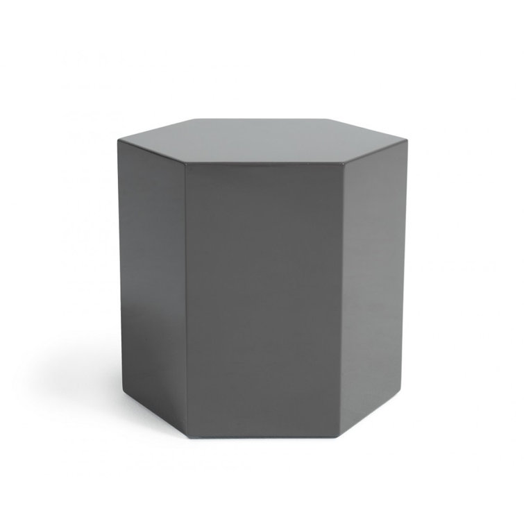 Oliver Light Grey High-Gloss Hexagonal Wood End Table