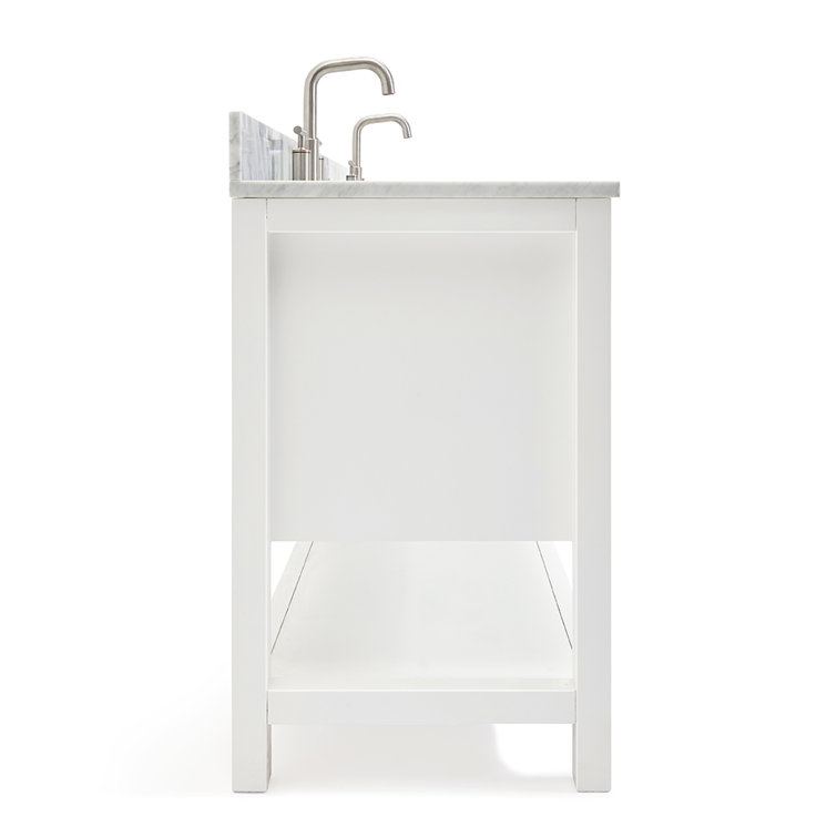 Magnolia 61" White Double Basin Freestanding Vanity with Carrara Top