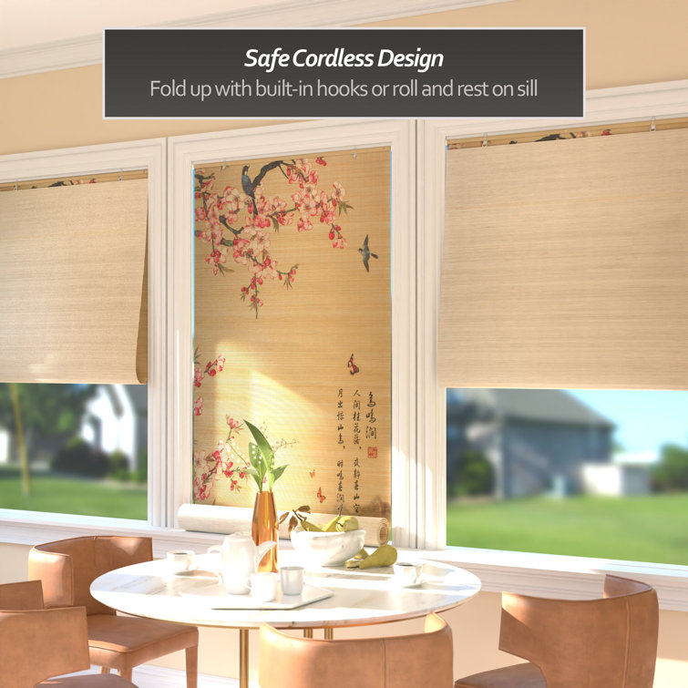 Sakura Blossom Semi-Sheer Bamboo Cordless Window Shade 36" W