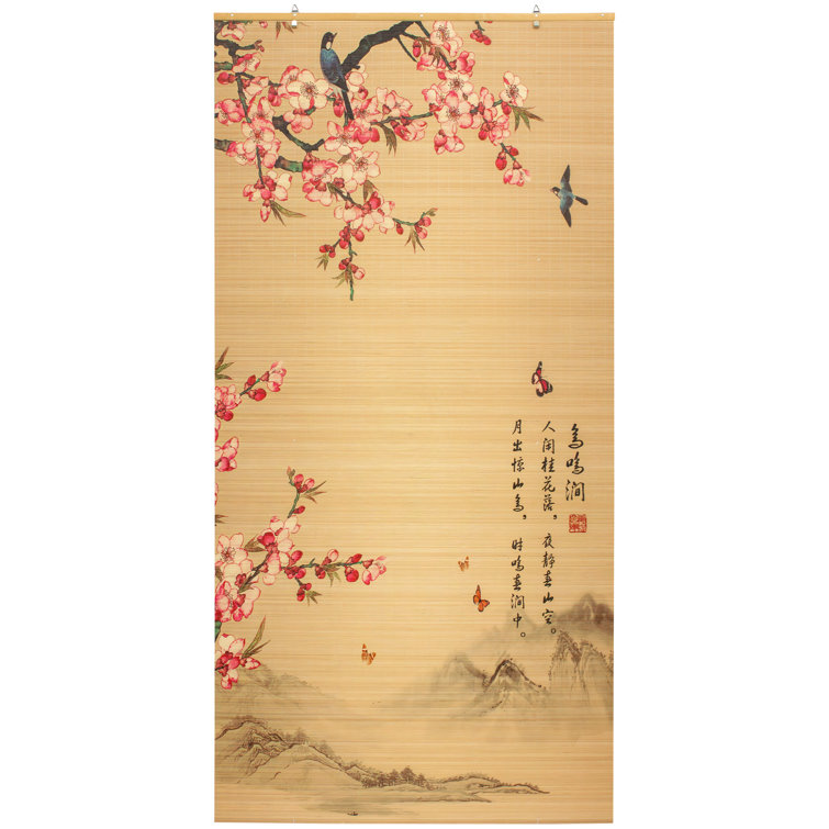 Sakura Blossom Semi-Sheer Bamboo Cordless Window Shade 36" W