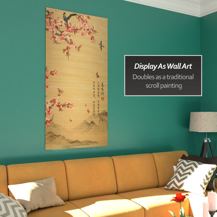 Sakura Blossom Semi-Sheer Bamboo Cordless Window Shade 36" W