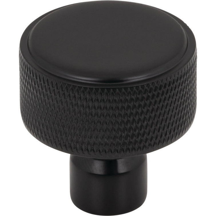 Flat Black Steel Industrial Round Knurled Cabinet Knob 1 1/4"