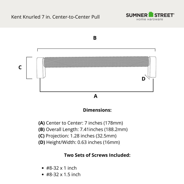 Kent Knurled 12" Satin Brass Cylindrical Bar Pull
