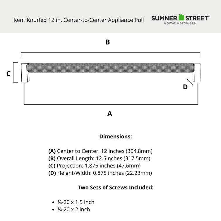 Kent Satin Brass 12.5 inch Knurled Appliance Pull