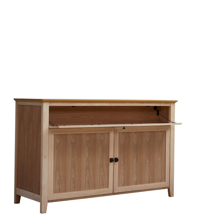 Rustic Brown Ash Wood TV Lift Cabinet for 65 Inch TVs