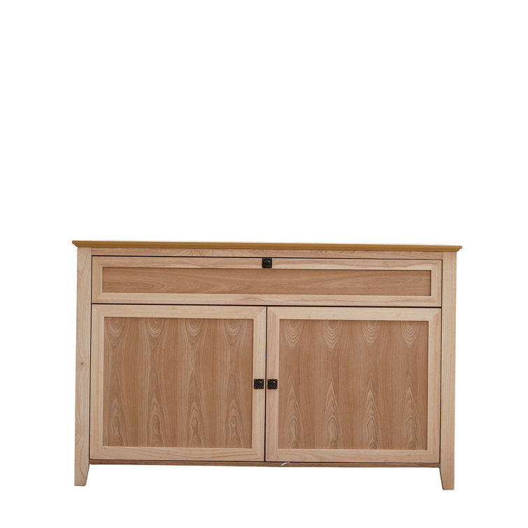 Rustic Brown Ash Wood TV Lift Cabinet for 65 Inch TVs