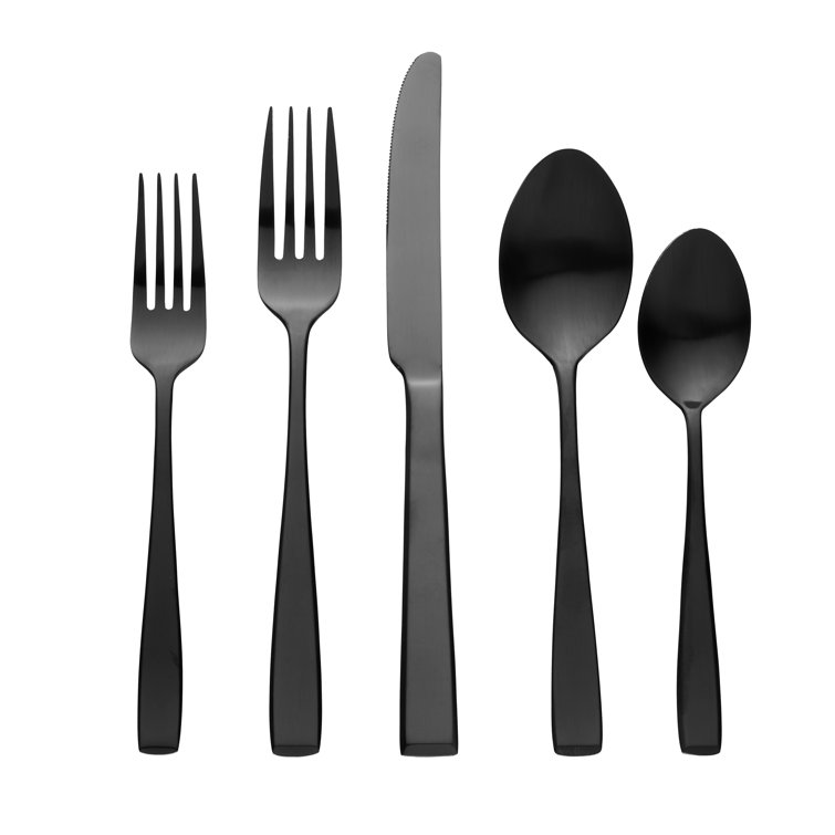 Lowell Modern 20-Piece Stainless Steel Flatware Set in Black