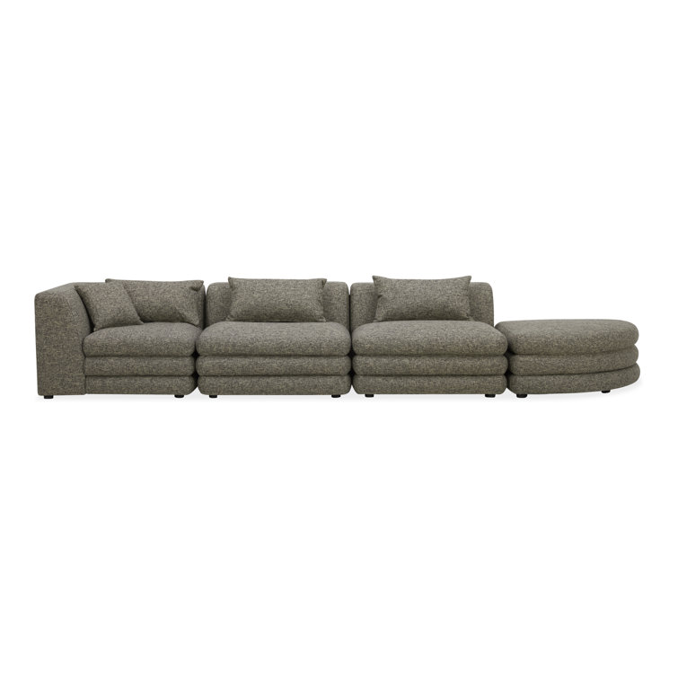Donia Stone Tweed Polyester 4-Piece Modular Sectional Sofa