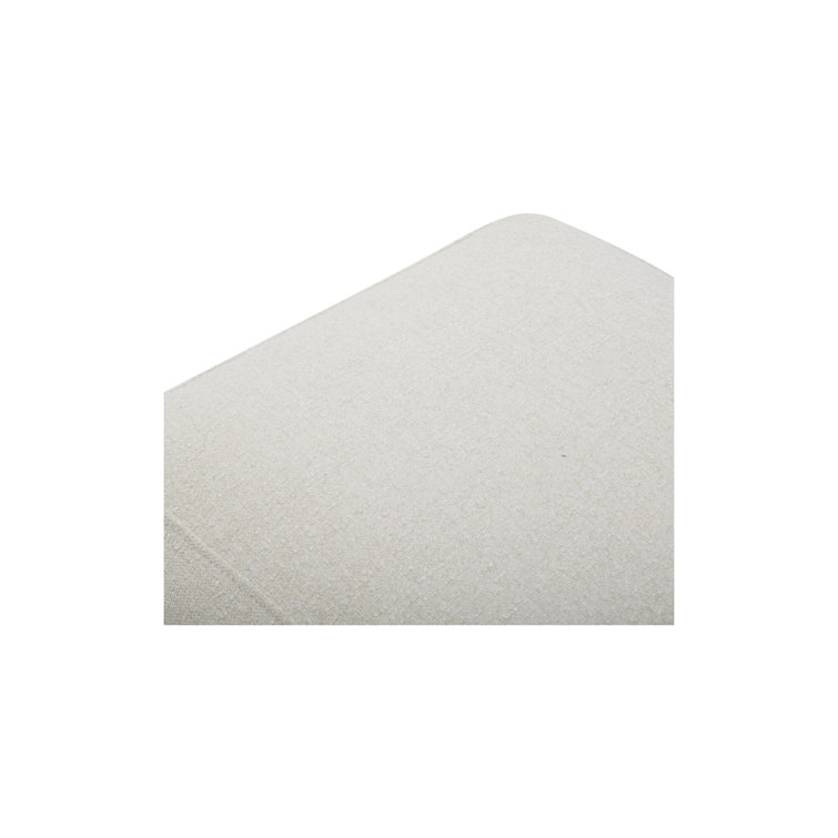 Ivory Polyester Upholstered Cube Ottoman with Solid Wood Frame