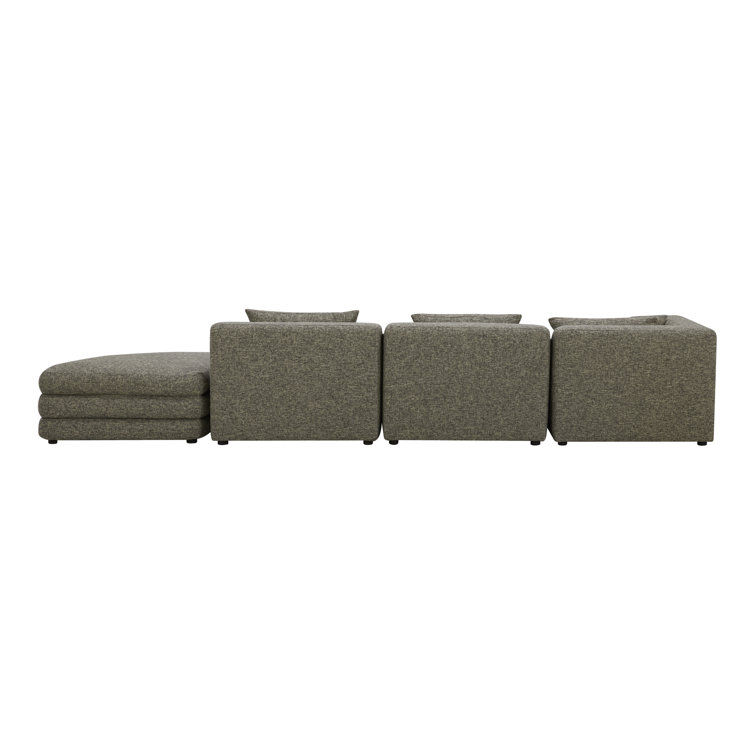 Donia Stone Tweed Polyester 4-Piece Modular Sectional Sofa