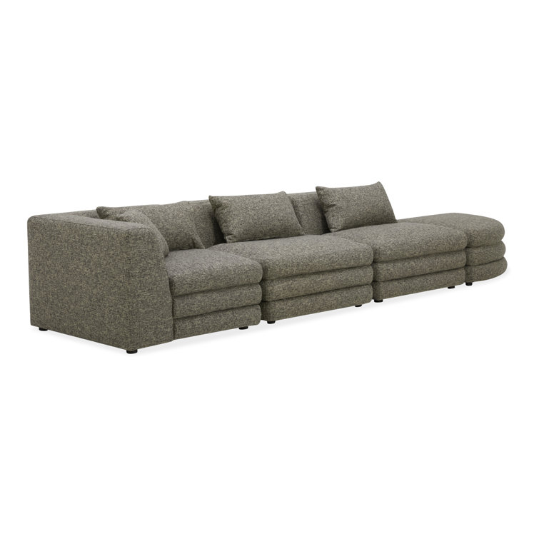 Donia Stone Tweed Polyester 4-Piece Modular Sectional Sofa