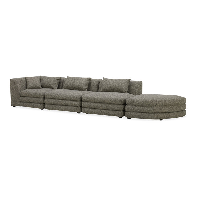 Donia Stone Tweed Polyester 4-Piece Modular Sectional Sofa