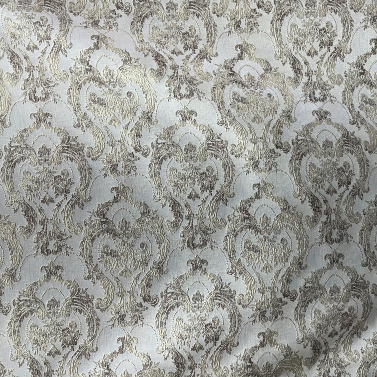 Champagne Textured Damask Faux Silk Upholstery Fabric
