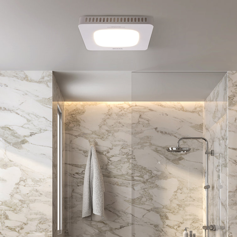 White LED Bathroom Ceiling Exhaust Fan with Galvanized Steel Housing