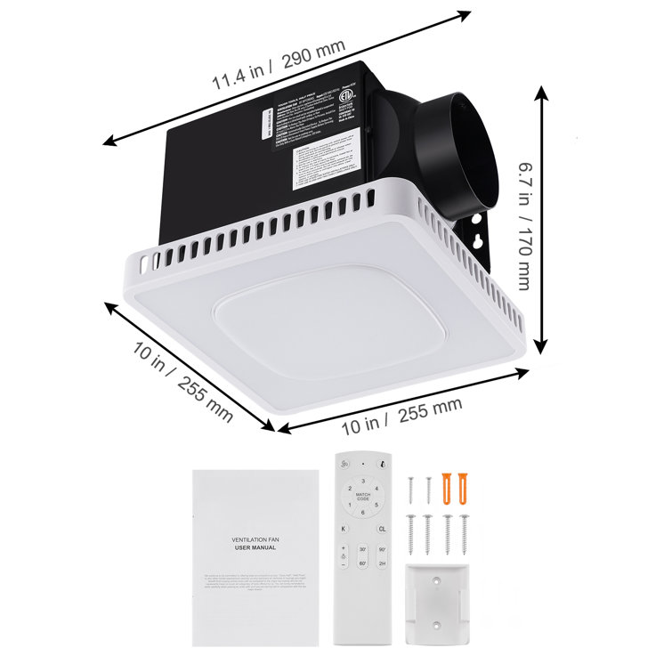 White LED Ceiling Mount Bathroom Exhaust Fan