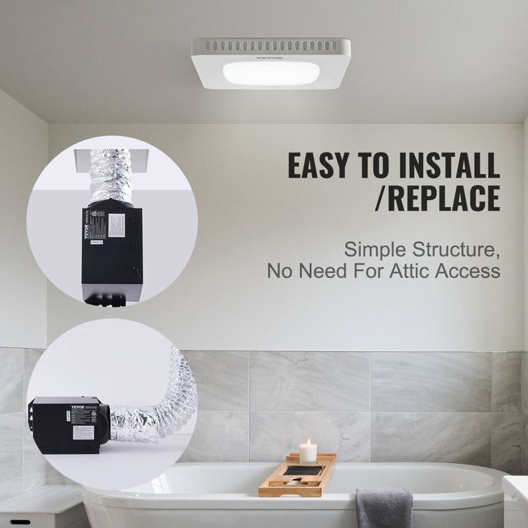 White LED Bathroom Ceiling Exhaust Fan with Galvanized Steel Housing