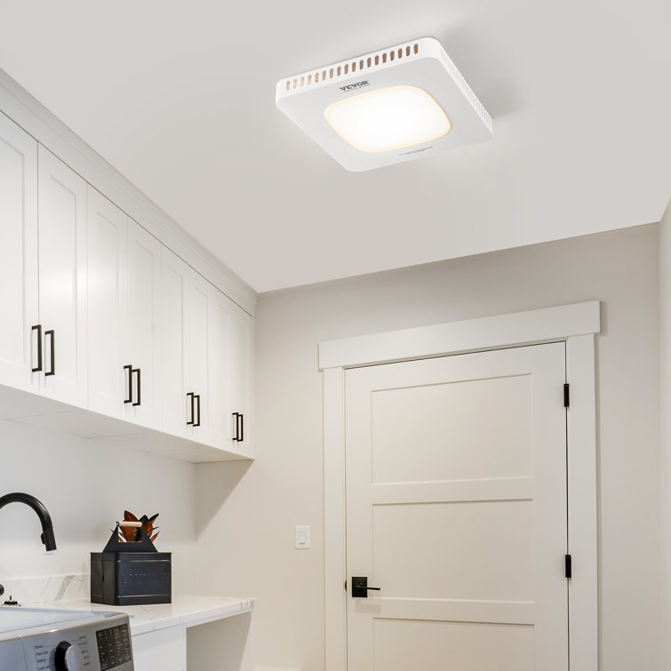 White LED Bathroom Ceiling Exhaust Fan with Galvanized Steel Housing