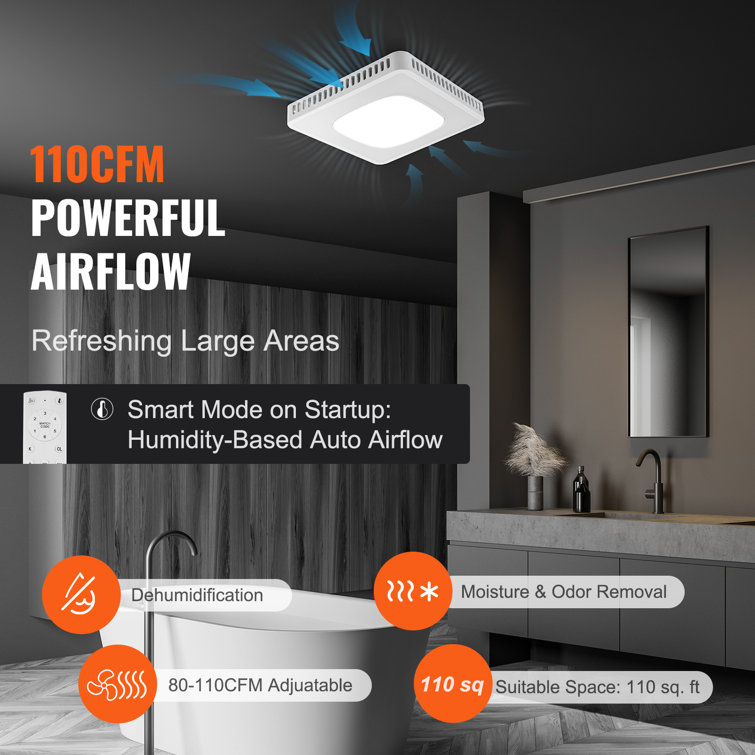 White LED Ceiling Mount Bathroom Exhaust Fan