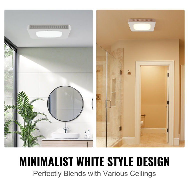 White LED Bathroom Ceiling Exhaust Fan with Galvanized Steel Housing