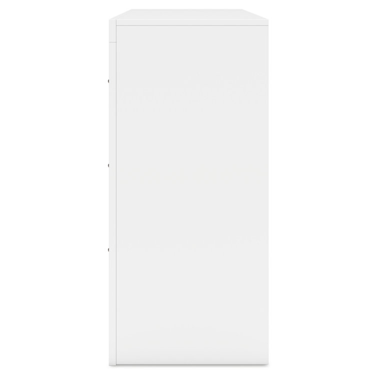 White Hardwood Transitional 6-Drawer Dresser with Mirror