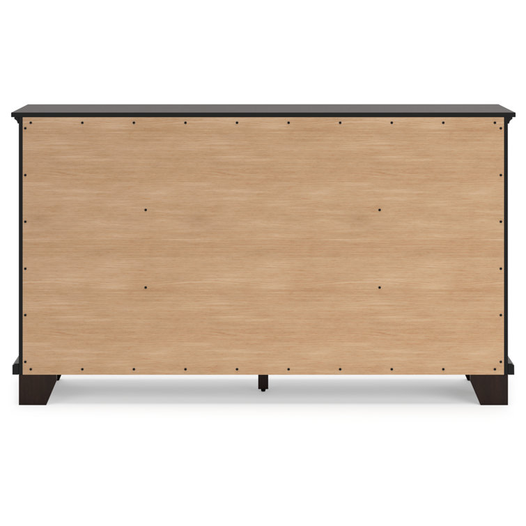 Dark Brown Contemporary Dresser with Mirror and Dovetail Drawers