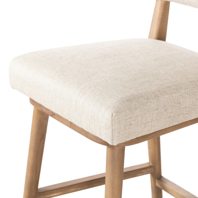 Natural Wood Swivel Counter Stool with Upholstered Seat