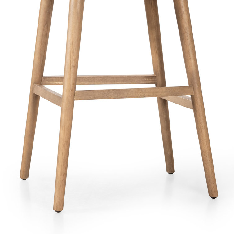 Natural Wood Swivel Counter Stool with Upholstered Seat