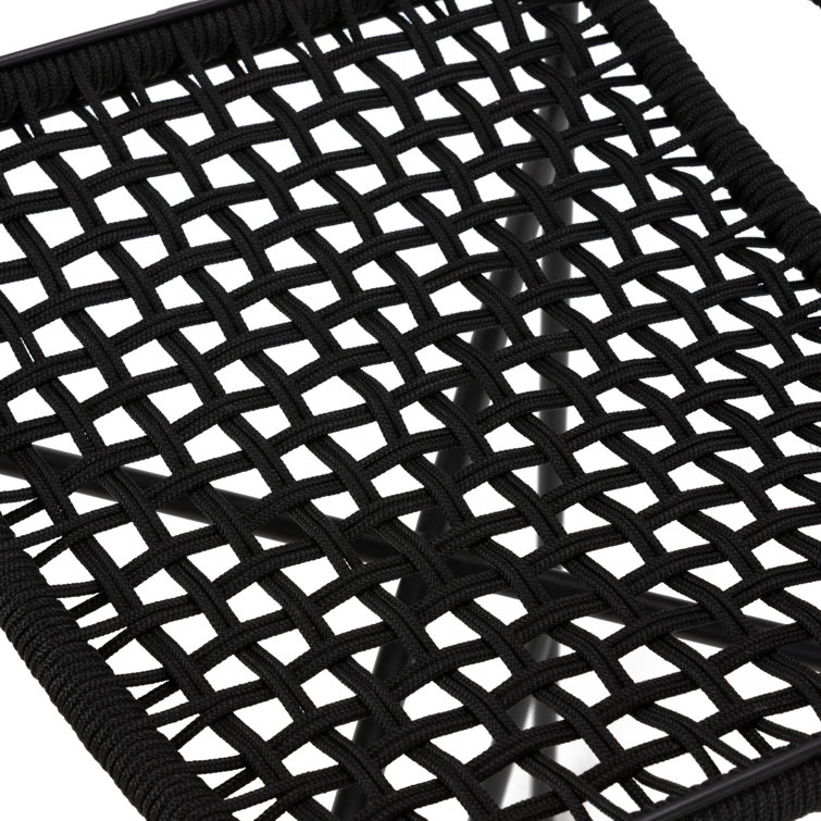 Black Woven Rope and Iron Outdoor Bar Stool