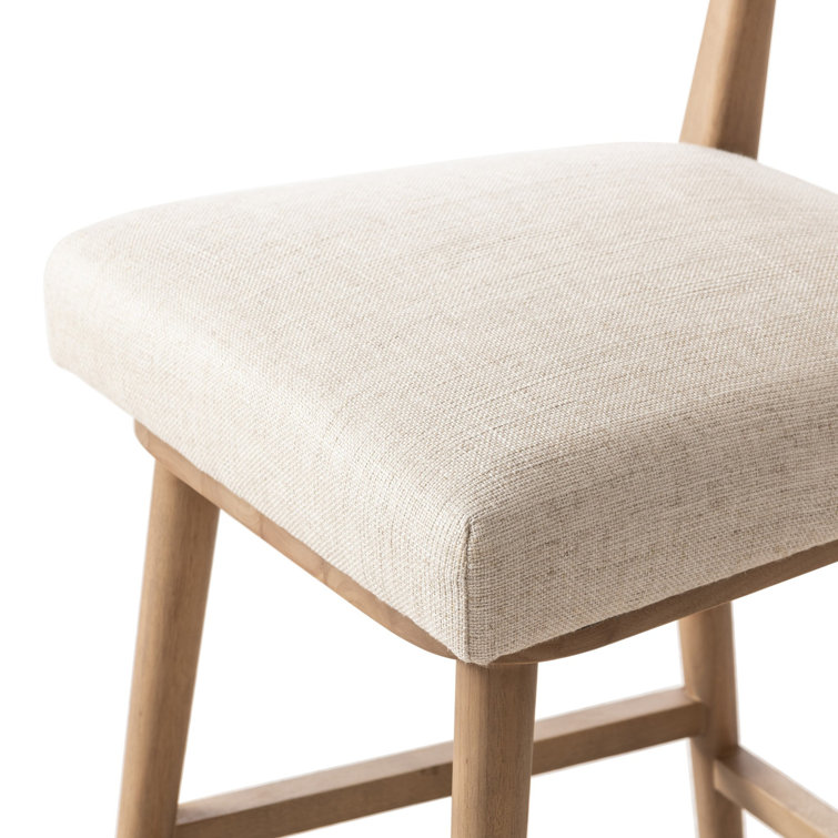 Natural Wood Swivel Counter Stool with Upholstered Seat