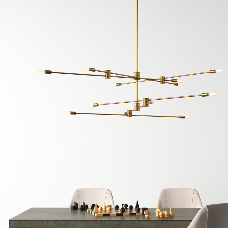 Warm Brass 12-Light Adjustable Sputnik Chandelier