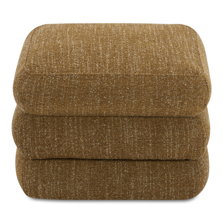 Mellow Mustard Upholstered Solid Wood Accent Stool