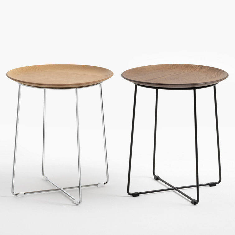 Philippe Starck Light Wood and Chrome Round Side Table