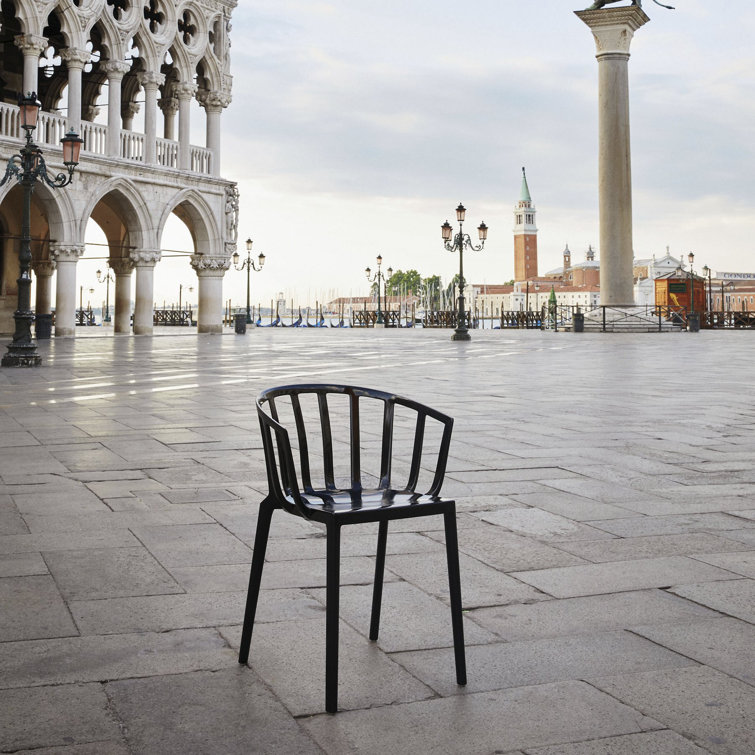 Venice Inspired Black Plastic Stackable Patio Dining Chair