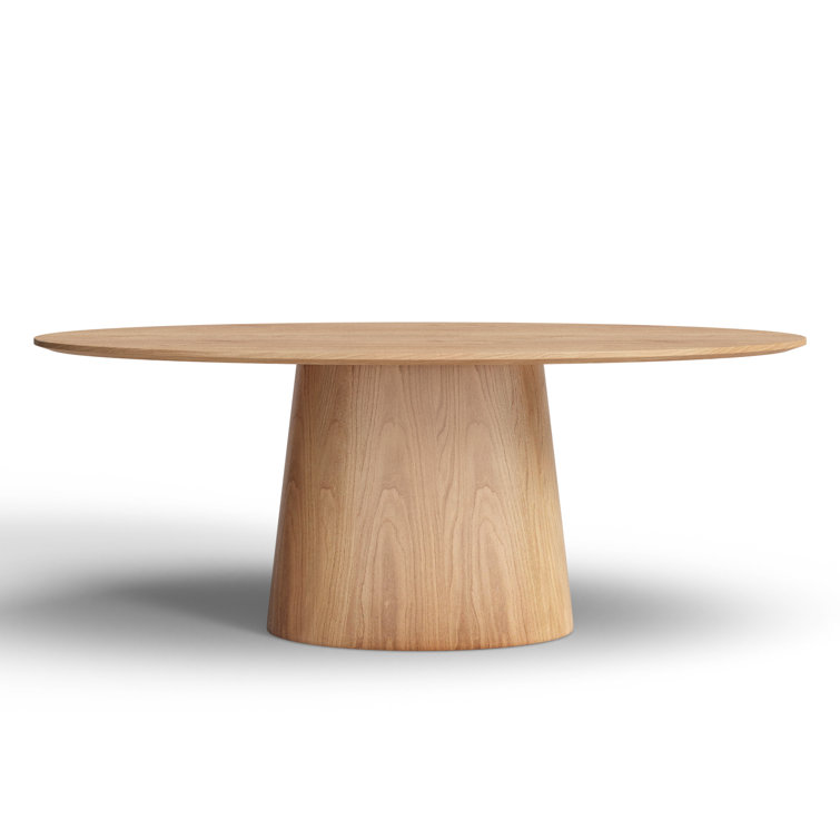 Contemporary Mid-Century 78'' Oval Natural Wood Dining Table