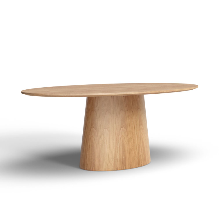 Contemporary Mid-Century 78'' Oval Natural Wood Dining Table