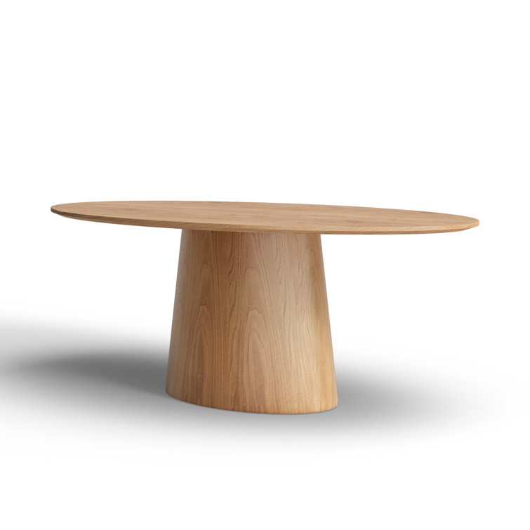Contemporary Mid-Century 78'' Oval Natural Wood Dining Table